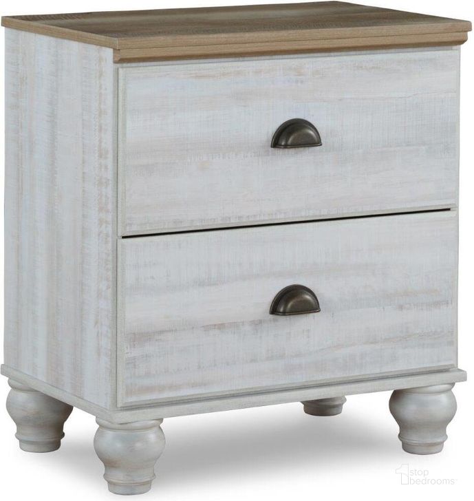The appearance of Haven Bay Two Tone 2 Drawer Nightstand designed by Signature Design by Ashley in the traditional interior design. This two-tone piece of furniture  was selected by 1StopBedrooms from Haven Bay Collection to add a touch of cosiness and style into your home. Sku: B1512-92. Material: Wood. Product Type: Nightstand. Image1