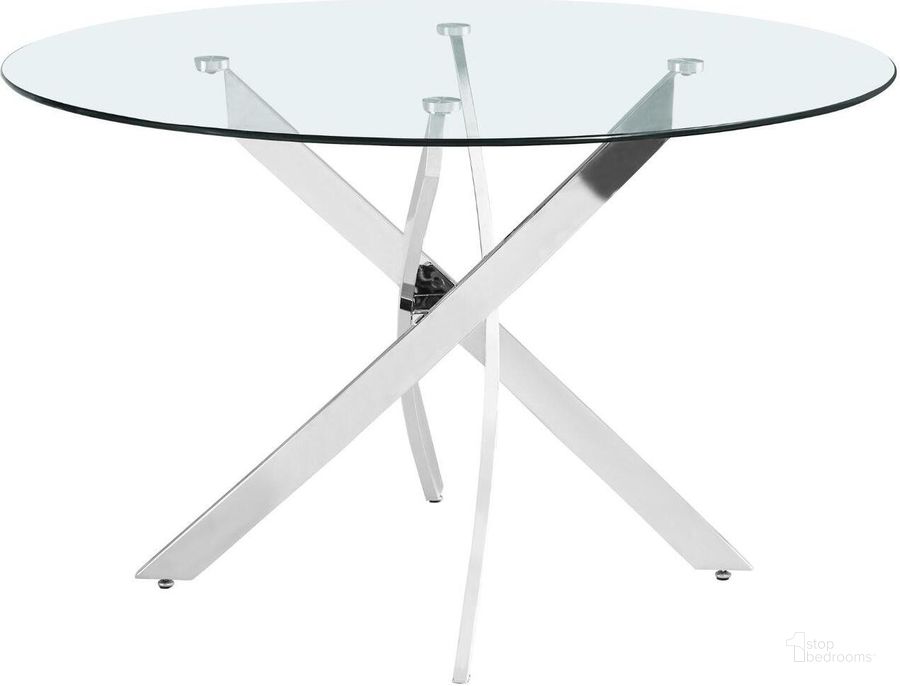 The appearance of Haven Cress Chrome Dining Table 0qb24497884 designed by Furnique in the modern / contemporary interior design. This chrome piece of furniture  was selected by 1StopBedrooms from Haven Cress Collection to add a touch of cosiness and style into your home. Sku: 985-T-1;985-T-2. Table Base Style: Pedestal. Table Top Shape: Round. Product Type: Dining Table. Material: Iron. Size: 48". Image1