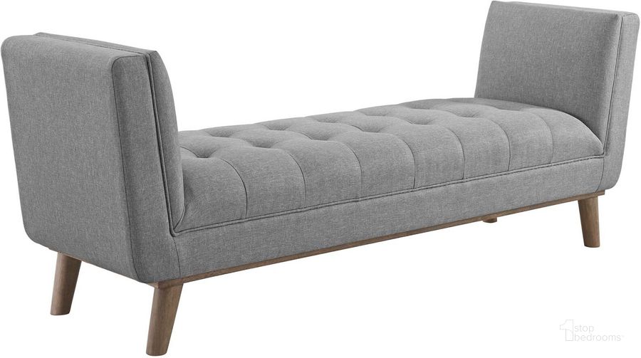 The appearance of Haven Light Gray Tufted Button Upholstered Fabric Accent Bench designed by Modway in the modern / contemporary interior design. This light gray piece of furniture  was selected by 1StopBedrooms from Haven Collection to add a touch of cosiness and style into your home. Sku: EEI-3002-LGR. Material: MDF. Product Type: Accent and Storage Bench. Image1