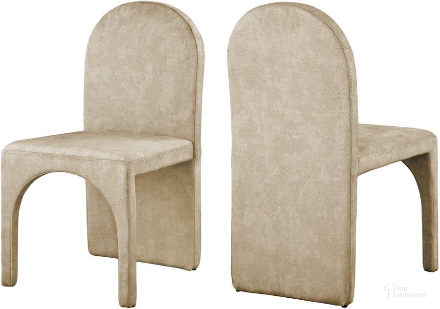 The appearance of Havington Beige Velvet Side Chair Set of 2 designed by Furnique in the modern / contemporary interior design. This beige velvet piece of furniture  was selected by 1StopBedrooms from Havington Collection to add a touch of cosiness and style into your home. Sku: 803Beige-SC. Product Type: Side Chair. Material: Iron. Image1