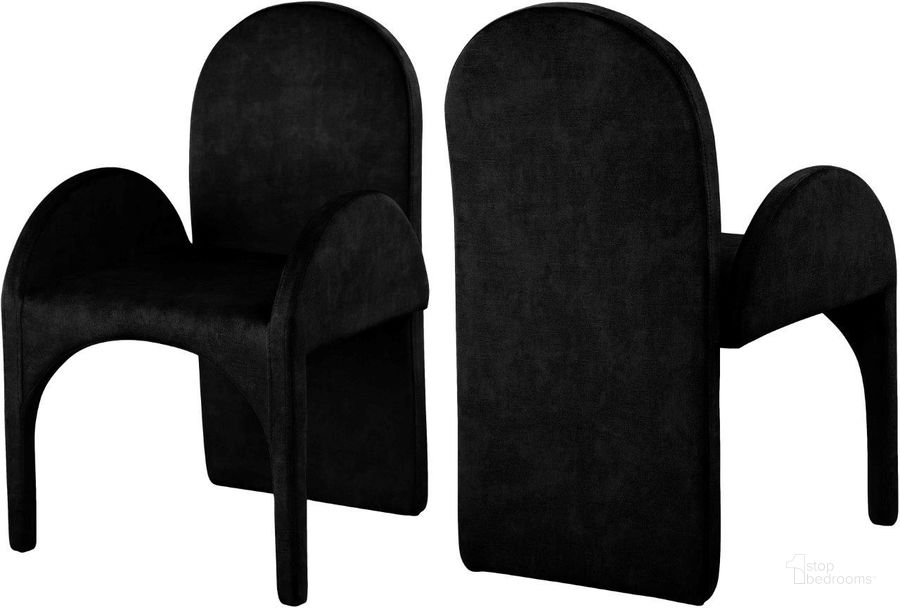 The appearance of Havington Black Velvet Arm Chair Set of 2 designed by Furnique in the modern / contemporary interior design. This black velvet piece of furniture  was selected by 1StopBedrooms from Havington Collection to add a touch of cosiness and style into your home. Sku: 803Black-AC. Product Type: Arm Chair. Material: Iron. Image1