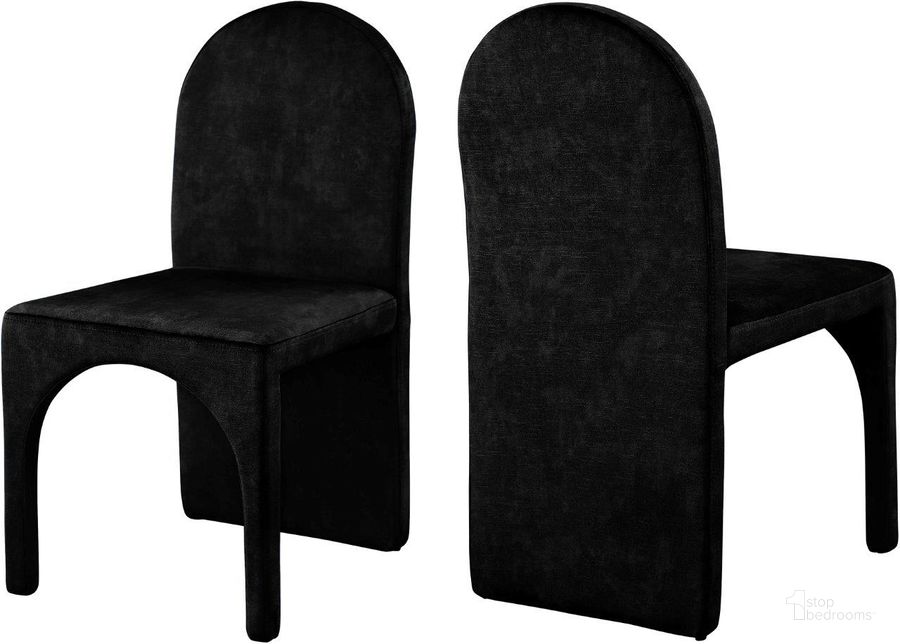 The appearance of Havington Black Velvet Side Chair Set of 2 designed by Furnique in the modern / contemporary interior design. This black velvet piece of furniture  was selected by 1StopBedrooms from Havington Collection to add a touch of cosiness and style into your home. Sku: 803Black-SC. Product Type: Side Chair. Material: Iron. Image1