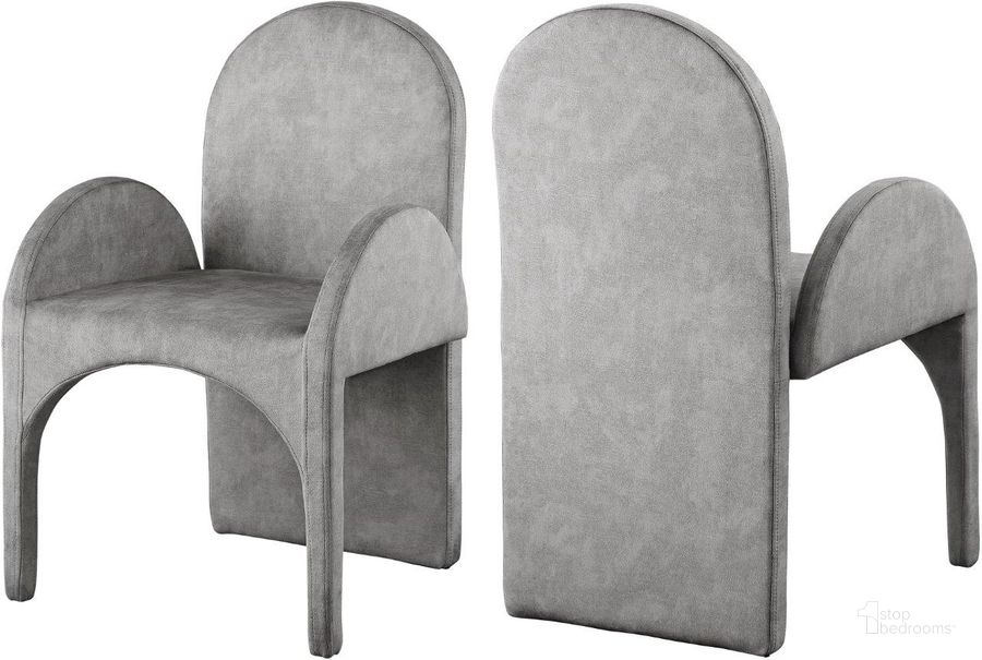 The appearance of Havington Grey Velvet Arm Chair Set of 2 designed by Furnique in the modern / contemporary interior design. This grey piece of furniture  was selected by 1StopBedrooms from Havington Collection to add a touch of cosiness and style into your home. Sku: 803Grey-AC. Product Type: Arm Chair. Material: Velvet. Image1