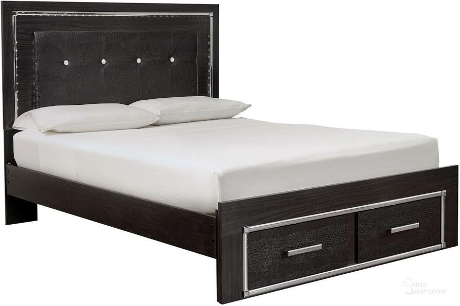 The appearance of Hawksville Black Queen Panel Bed 0qd24303788 designed by Luxe Linea in the modern / contemporary interior design. This black piece of furniture  was selected by 1StopBedrooms from Hawksville Collection to add a touch of cosiness and style into your home. Sku: B1420-54S;B1420-57;B1420-96. Bed Type: Storage Bed. Material: Wood. Product Type: Storage Bed. Bed Size: Queen. Image1