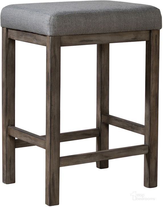 The appearance of Hayden Way Gray Wash Upholstered Bar Stool designed by Liberty in the transitional interior design. This gray piece of furniture  was selected by 1StopBedrooms from Hayden Way Collection to add a touch of cosiness and style into your home. Sku: 41-OT9001. Material: Wood. Product Type: Barstool. Image1