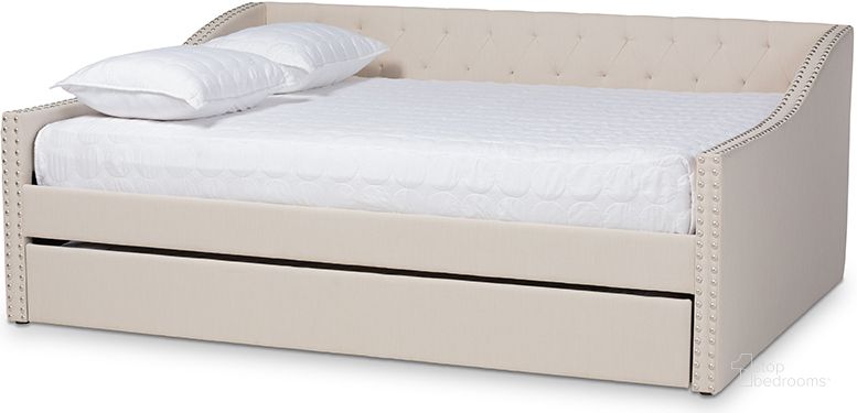 The appearance of Haylie Modern And Contemporary Beige Fabric Upholstered Queen Size Daybed With Roll-Out Trundle Bed designed by Baxton Studio in the modern / contemporary interior design. This beige piece of furniture  was selected by 1StopBedrooms from Haylie Collection to add a touch of cosiness and style into your home. Sku: CF9046-Beige-Daybed-Q/T. Bed Type: Daybed. Material: Polyester. Product Type: DayBed. Bed Size: Queen. Image1