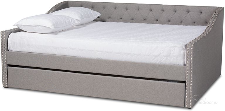 The appearance of Haylie Modern And Contemporary Light Grey Fabric Upholstered Full Size Daybed With Roll-Out Trundle Bed designed by Baxton Studio in the modern / contemporary interior design. This light grey piece of furniture  was selected by 1StopBedrooms from Haylie Collection to add a touch of cosiness and style into your home. Sku: CF9046-Light Grey-Daybed-F/T. Bed Type: Daybed. Material: Polyester. Product Type: DayBed. Bed Size: Full. Image1