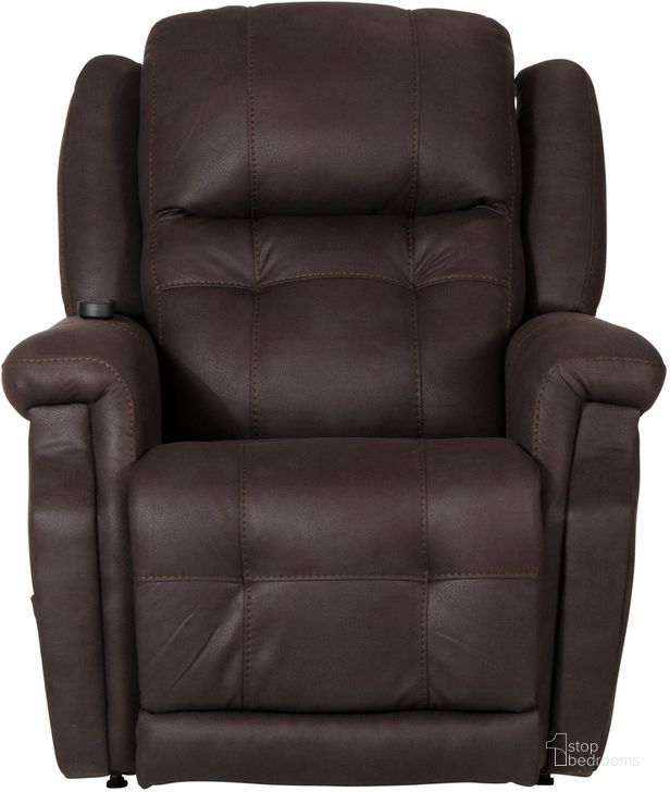 The appearance of Haywood Power Lift Assist Lay Flat Recliner with Power Adjustable Headrest In Chocolate designed by Catnapper in the traditional interior design. This chocolate piece of furniture  was selected by 1StopBedrooms from Haywood Collection to add a touch of cosiness and style into your home. Sku: 64890141259. Material: Fabric. Product Type: Recliner. Image1