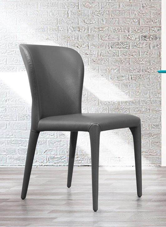 The appearance of Hazel Grey Dining Chair Set of 2 designed by Whiteline Modern Living in the modern / contemporary interior design. This grey piece of furniture  was selected by 1StopBedrooms from Hazel Collection to add a touch of cosiness and style into your home. Sku: DC1455-GRY. Material: Leather. Product Type: Dining Chair. Image1