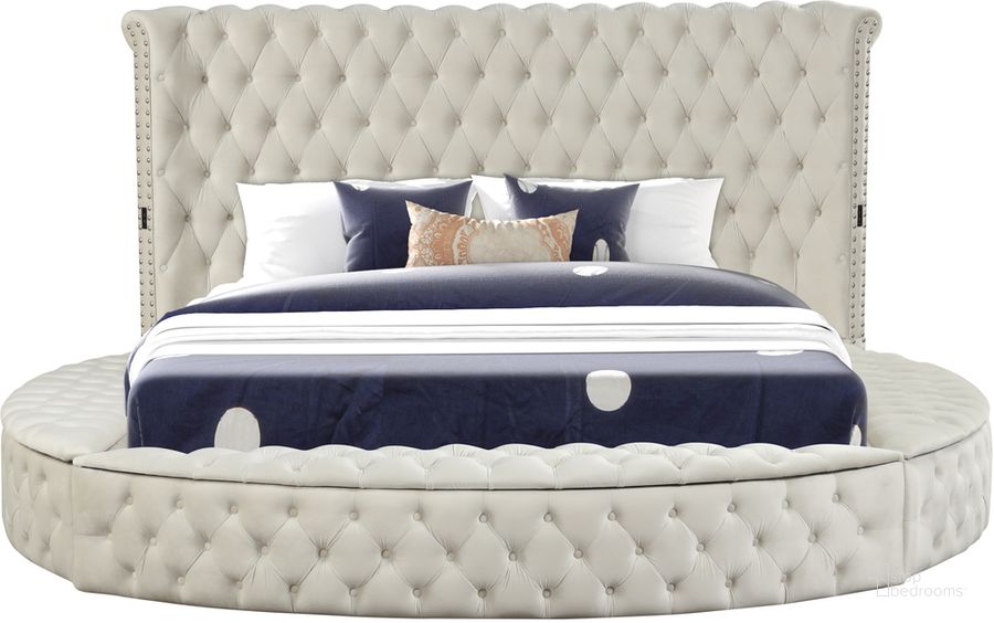 Hazel King Tufted Upholstery Storage Bed In Cream by Galaxy Home
