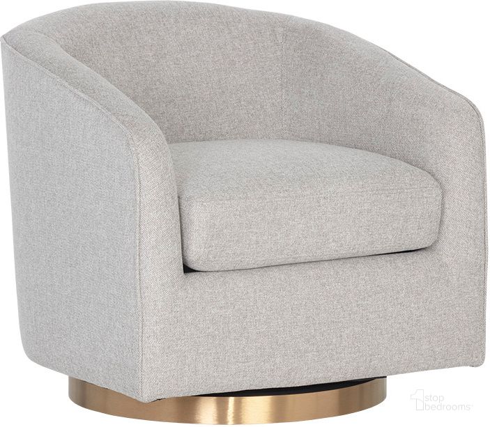 The appearance of Hazel Swivel Lounge Chair - Belfast Heather Grey designed by Sunpan in the modern / contemporary interior design. This gray piece of furniture  was selected by 1StopBedrooms from Hazel Collection to add a touch of cosiness and style into your home. Sku: 106561. Material: Fabric. Product Type: Lounge Chair. Image1
