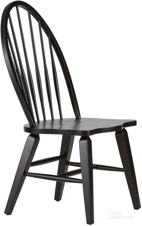 The appearance of Hearthstone Black Windsor Back Side Chair set of 2 designed by Liberty in the country / farmhouse interior design. This black piece of furniture  was selected by 1StopBedrooms from Hearthstone Collection to add a touch of cosiness and style into your home. Sku: 482-C1000S. Material: Wood. Product Type: Side Chair. Image1