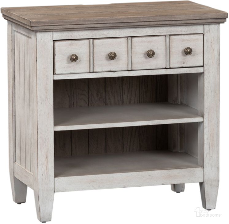 The appearance of Heartland Antique White 1 Drawer Nightstand with Charging Station designed by Liberty in the country / farmhouse interior design. This white piece of furniture  was selected by 1StopBedrooms from Heartland Collection to add a touch of cosiness and style into your home. Sku: 824-BR61. Product Type: Nightstand. Material: Rubberwood. Image1
