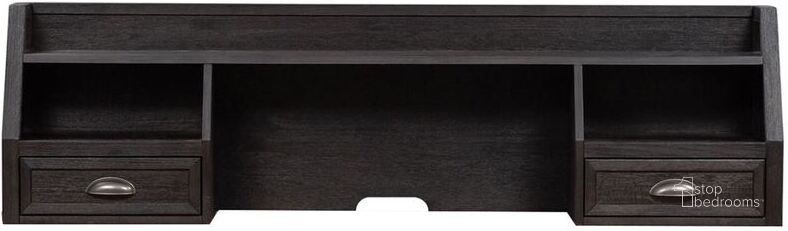 The appearance of Heatherbrook L Shaped Writing Desk Hutch In Black designed by Liberty in the transitional interior design. This black piece of furniture  was selected by 1StopBedrooms from Heatherbrook Collection to add a touch of cosiness and style into your home. Sku: 422-HO140. Product Type: Writing Desk. Material: Wood Veneer. Image1