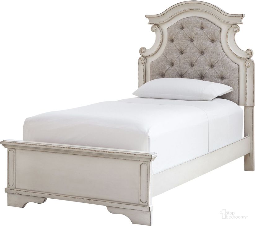 The appearance of Hebert Two-tone Twin Panel Bed designed by Isaac Tahari in the rustic / southwestern interior design. This chipped white piece of furniture  was selected by 1StopBedrooms from Hebert Collection to add a touch of cosiness and style into your home. Sku: B743-53;B743-52;B743-83. Bed Type: Panel Bed. Material: Fabric. Product Type: Panel Bed. Bed Size: Twin. Image1