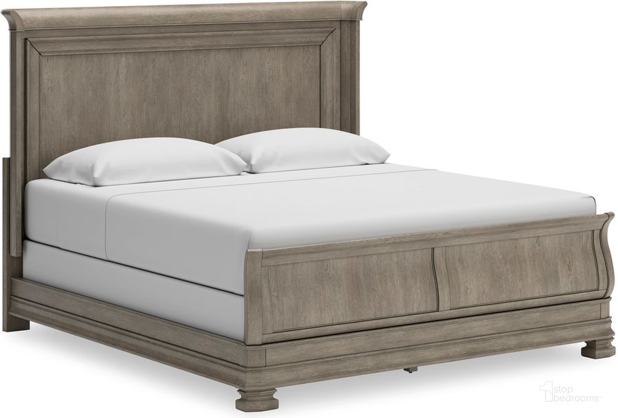The appearance of Hedgills Gray California King Sleigh Bed designed by Versailles Home in the traditional interior design. This gray piece of furniture  was selected by 1StopBedrooms from Hedgills Collection to add a touch of cosiness and style into your home. Sku: B924-58;B924-95. Bed Type: Sleigh Bed. Material: Wood. Product Type: Sleigh Bed. Bed Size: California King. Image1