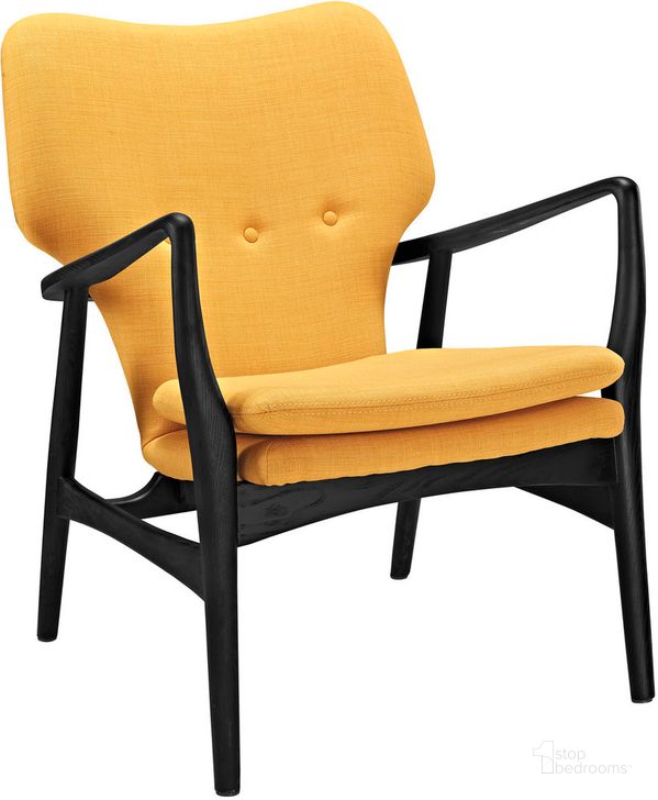 The appearance of Heed Upholstered Fabric Lounge Chair In Yellow designed by Modway in the transitional interior design. This yellow piece of furniture  was selected by 1StopBedrooms from Heed Collection to add a touch of cosiness and style into your home. Sku: EEI-1442-BLK-YLW. Material: Fabric. Product Type: Lounge Chair. Image1