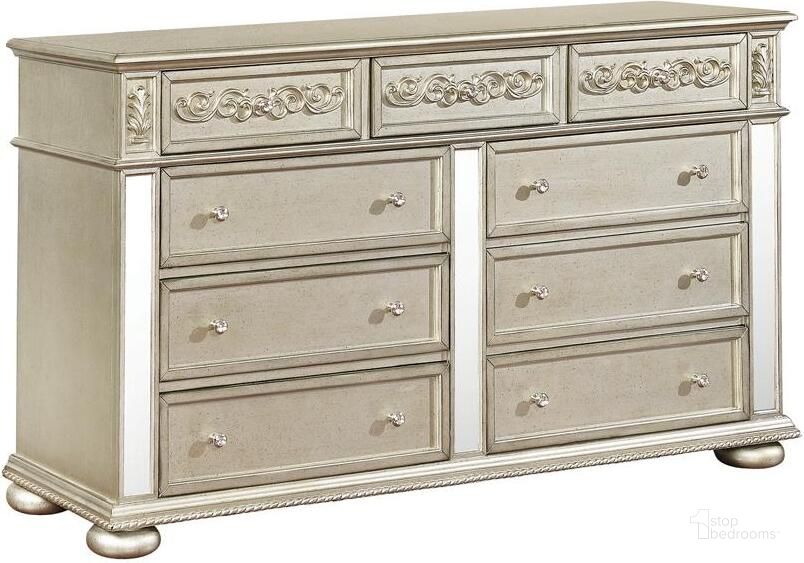 The appearance of Heidi Dresser designed by Coaster in the traditional interior design. This platinum piece of furniture  was selected by 1StopBedrooms from Heidi Collection to add a touch of cosiness and style into your home. Sku: 222733. Product Type: Dresser. Material: MDF. Image1