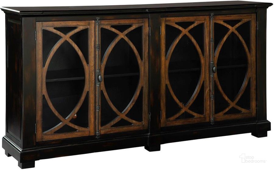 The appearance of Hekman Accents Four Door Entertainment Cabinet 28026 designed by Hekman in the transitional interior design. This black piece of furniture  was selected by 1StopBedrooms from Accents Collection to add a touch of cosiness and style into your home. Sku: 28026. Material: Wood. Product Type: Cabinet.