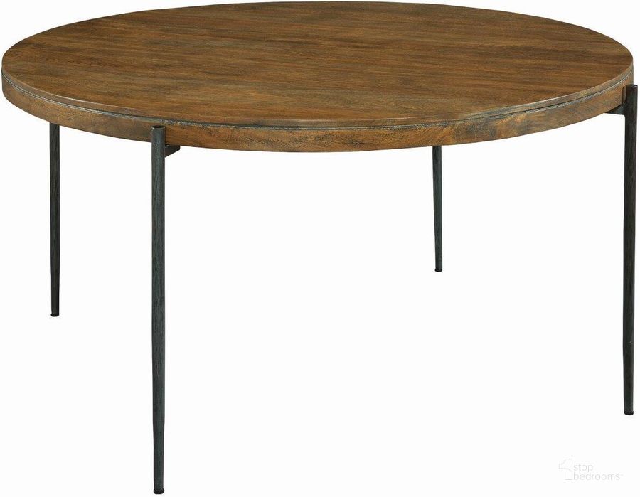 The appearance of Hekman Bedford Park Round Dining Table 23721 designed by Hekman in the transitional interior design. This light brown piece of furniture  was selected by 1StopBedrooms from Bedford Park Collection to add a touch of cosiness and style into your home. Sku: 23721B;23721T. Table Base Style: Legs. Table Top Shape: Round. Material: Wood. Product Type: Dining Table. Size: 56". Image1