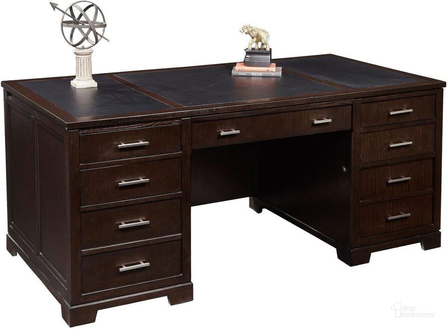 The appearance of Hekman Mocha Executive Desk designed by Hekman in the transitional interior design. This dark brown piece of furniture  was selected by 1StopBedrooms from Mocha Collection to add a touch of cosiness and style into your home. Sku: 79180P;79180T. Material: Wood. Product Type: Executive Desk. Image1