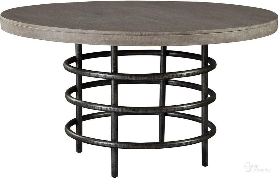 The appearance of Hekman Sedona Round Dining Table designed by Hekman in the transitional interior design. This gray piece of furniture  was selected by 1StopBedrooms from Sedona Collection to add a touch of cosiness and style into your home. Sku: 24521. Table Base Style: Pedestal. Table Top Shape: Round. Product Type: Dining Table. Size: 54". Image1