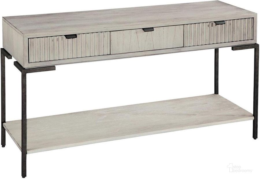 The appearance of Hekman Sierra Heights Sofa Table With Drawers designed by Hekman in the transitional interior design. This gray piece of furniture  was selected by 1StopBedrooms from Sierra Heights Collection to add a touch of cosiness and style into your home. Sku: 24108. Material: Wood. Product Type: Sofa Table.