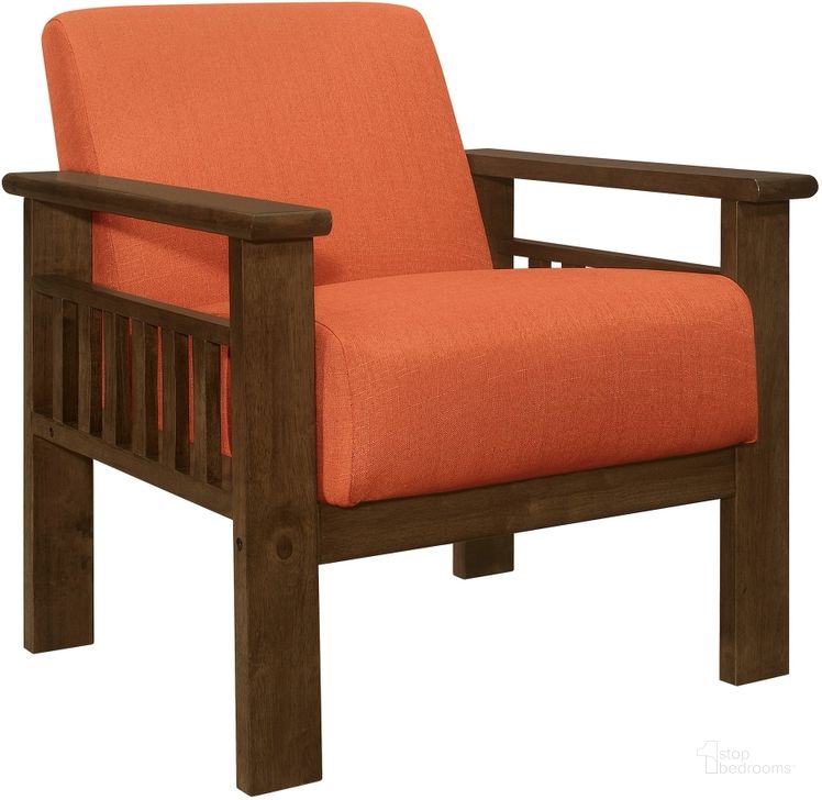 The appearance of Helena Accent Chair with Storage Arms In Orange designed by Homelegance in the modern / contemporary interior design. This orange piece of furniture  was selected by 1StopBedrooms from Helena Collection to add a touch of cosiness and style into your home. Sku: 1048RN-1. Product Type: Accent Chair. Material: Textured. Image1