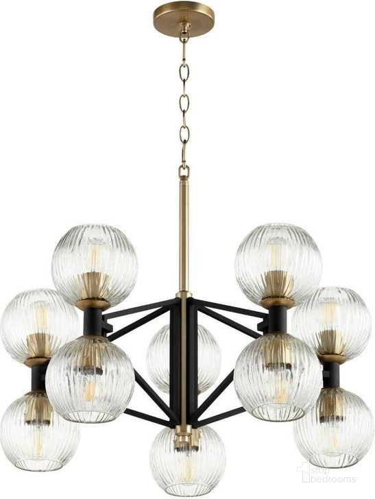 The appearance of Helios Noir And Aged Brass Small Chandelier designed by Cyan Design in the modern / contemporary interior design. This black and gold piece of furniture  was selected by 1StopBedrooms from Helios Collection to add a touch of cosiness and style into your home. Sku: 10965. Product Type: Chandelier. Material: Iron.