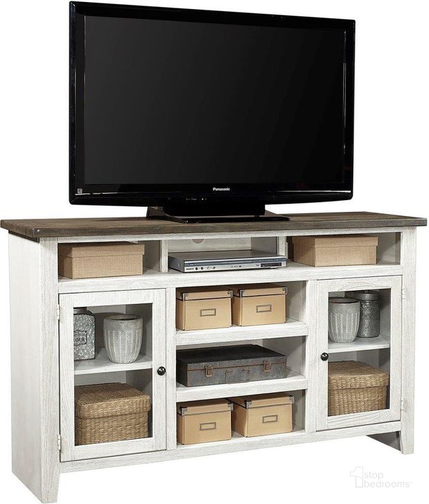 The appearance of Hemington White TV Stand and TV Console 0qb24530713 designed by Polished Pine in the country / farmhouse interior design. This white piece of furniture  was selected by 1StopBedrooms from Hemington Collection to add a touch of cosiness and style into your home. Sku: WME1244-DWT. Material: Wood. Product Type: TV Console.