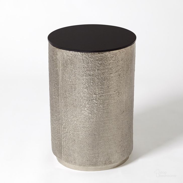 The appearance of Hemp Etched Barrel Table In Antique Nickel designed by Global Views in the modern / contemporary interior design. This black piece of furniture  was selected by 1StopBedrooms from Hemp Collection to add a touch of cosiness and style into your home. Sku: 7.91052. Product Type: Table. Material: Aluminium. Image1