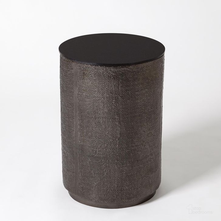 The appearance of Hemp Etched Barrel Table In Black Nickel designed by Global Views in the modern / contemporary interior design. This black piece of furniture  was selected by 1StopBedrooms from Hemp Collection to add a touch of cosiness and style into your home. Sku: 7.91051. Material: Aluminum. Product Type: Table. Image1