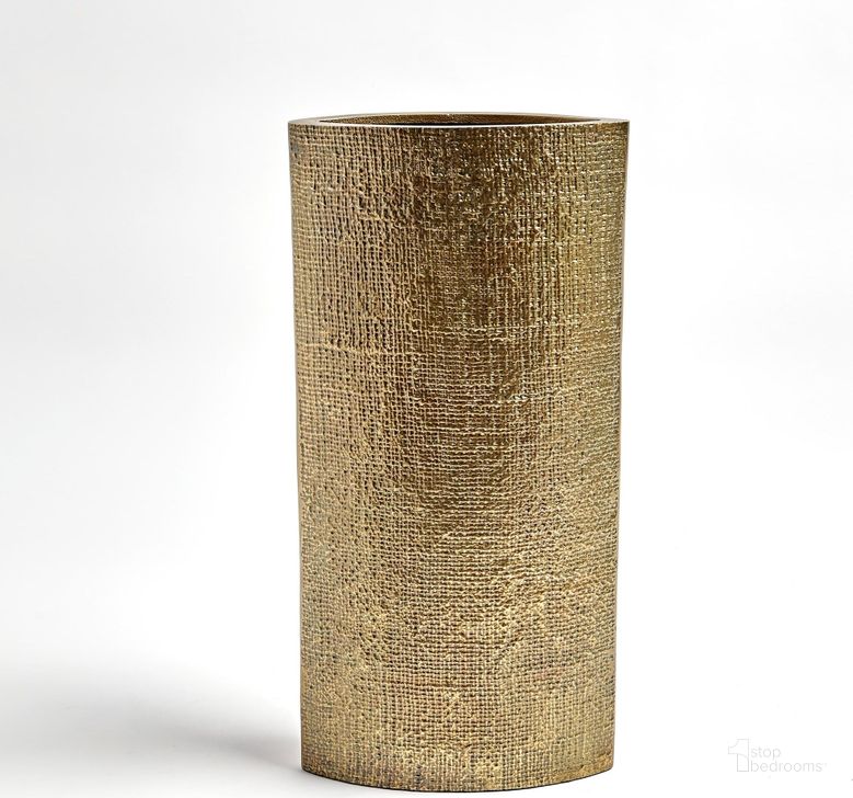 The appearance of Hemp Etched Large Vase In Brass designed by Global Views in the modern / contemporary interior design. This brass piece of furniture  was selected by 1StopBedrooms from Hemp Collection to add a touch of cosiness and style into your home. Sku: 7.91273. Material: Aluminum. Product Type: Vase. Image1
