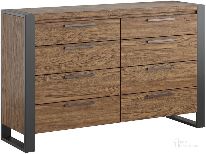 The appearance of Hendrick 8 Drawer Dresser In Brown designed by Emerald Home Furnishings in the industrial interior design. This brown piece of furniture  was selected by 1StopBedrooms from Hendrick Collection to add a touch of cosiness and style into your home. Sku: 2632-03. Material: Wood. Product Type: Dresser. Image1
