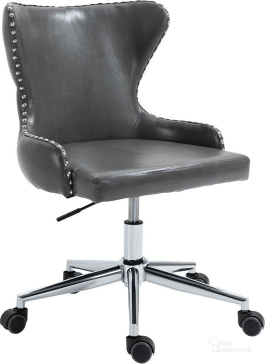 The appearance of Hendrix Grey Faux Leather Office Chair 168Grey designed by Meridian in the modern / contemporary interior design. This grey faux leather piece of furniture  was selected by 1StopBedrooms from Hendrix Collection to add a touch of cosiness and style into your home. Sku: 168Grey. Material: Faux Leather. Product Type: Office Chair. Image1