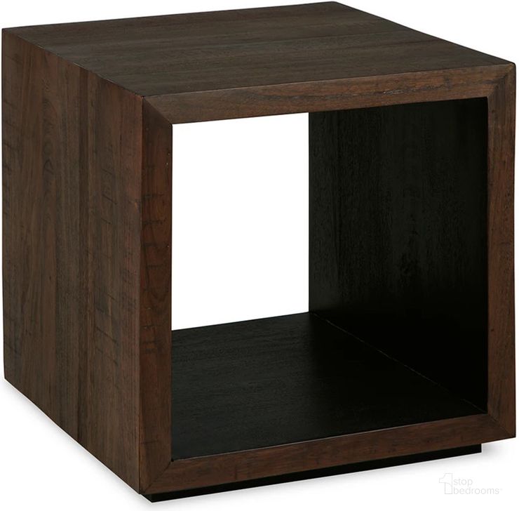The appearance of Hensington Brown And Black Square End Table designed by Signature Design by Ashley in the modern / contemporary interior design. This brown/black piece of furniture  was selected by 1StopBedrooms from Hensington Collection to add a touch of cosiness and style into your home. Sku: A4000555. Material: Wood. Product Type: End Table. Image1