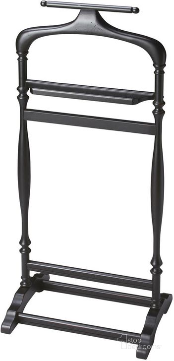 The appearance of Heritage Judson Valet Stand In Black designed by Butler Specialty Company in the traditional interior design. This black piece of furniture  was selected by 1StopBedrooms from Heritage Collection to add a touch of cosiness and style into your home. Sku: 1926111. Product Type: Miscellaneous. Material: Rubberwood. Image1