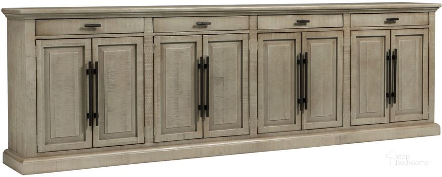 The appearance of Hermosa 125 Inch Console With 8 Doors In Grey designed by Aspenhome in the rustic / southwestern interior design. This grey piece of furniture  was selected by 1StopBedrooms from Hermosa Collection to add a touch of cosiness and style into your home. Sku: I311-2125-STO. Material: Wood. Product Type: TV Console. Image1