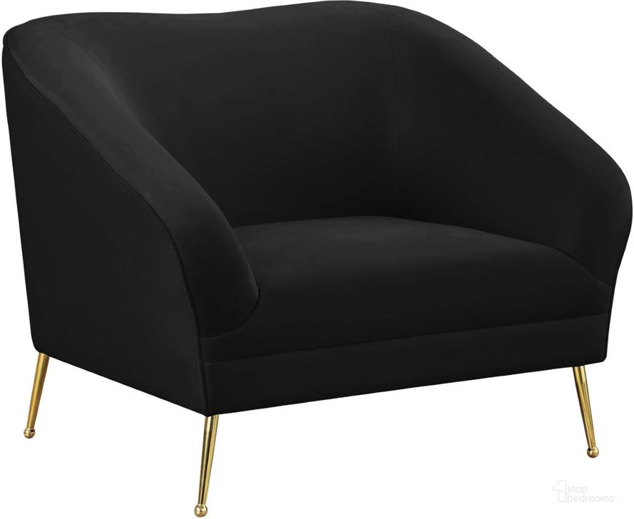 The appearance of Hermosa Black Chair designed by Meridian in the modern / contemporary interior design. This black piece of furniture  was selected by 1StopBedrooms from Hermosa Collection to add a touch of cosiness and style into your home. Sku: 658Black-C. Product Type: Living Room Chair. Material: Velvet. Image1
