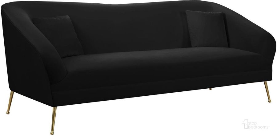 The appearance of Hermosa Black Sofa designed by Meridian in the modern / contemporary interior design. This black piece of furniture  was selected by 1StopBedrooms from Hermosa Collection to add a touch of cosiness and style into your home. Sku: 658Black-S. Product Type: Sofa. Material: Velvet. Image1