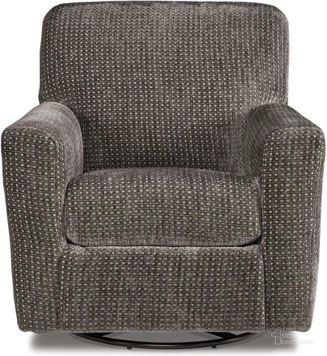The appearance of Herstow Charcoal Swivel Glider Accent Chair designed by Signature Design by Ashley in the modern / contemporary interior design. This charcoal piece of furniture  was selected by 1StopBedrooms from Herstow Collection to add a touch of cosiness and style into your home. Sku: A3000366. Material: Fabric. Product Type: Accent Chair. Image1