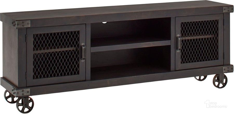 The appearance of Hesketh Black TV Stand and TV Console 0qb24530262 designed by FineForm in the industrial interior design. This black piece of furniture  was selected by 1StopBedrooms from Hesketh Collection to add a touch of cosiness and style into your home. Sku: DN1074-GHT. Material: Wood. Product Type: TV Console. Image1