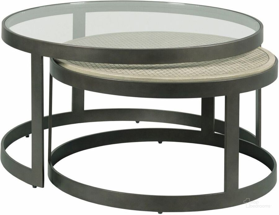The appearance of Hidden Treasures Concrete Nesting Coffee Tables designed by Hammary in the transitional interior design. This metal piece of furniture  was selected by 1StopBedrooms from Hidden Treasures Collection to add a touch of cosiness and style into your home. Sku: 090-1047. Material: Metal. Product Type: Coffee Table. Image1