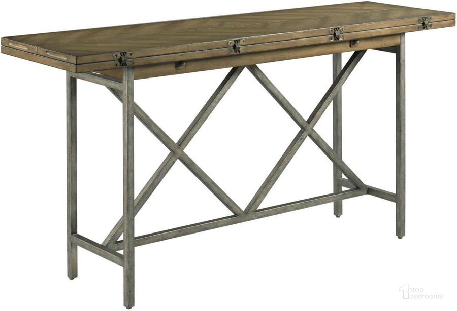 The appearance of Hidden Treasures Gray And Brown Flip Top Console Table designed by Hammary in the transitional interior design. This brown and gray piece of furniture  was selected by 1StopBedrooms from Hidden Treasures Collection to add a touch of cosiness and style into your home. Sku: 090-1034. Material: Wood. Product Type: Console Table.