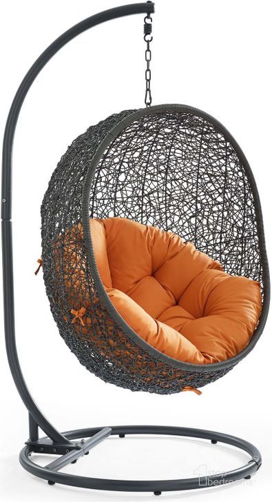 The appearance of Hide Gray and Orange Outdoor Patio Swing Chair With Stand designed by Modway in the modern / contemporary interior design. This gray and orange piece of furniture  was selected by 1StopBedrooms from Hide Collection to add a touch of cosiness and style into your home. Sku: EEI-2273-GRY-ORA. Product Type: Outdoor Chair. Material: Stainless Steel. Image1