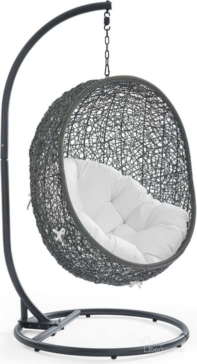 The appearance of Hide Gray and White Outdoor Patio Swing Chair With Stand designed by Modway in the modern / contemporary interior design. This gray and white piece of furniture  was selected by 1StopBedrooms from Hide Collection to add a touch of cosiness and style into your home. Sku: EEI-2273-GRY-WHI. Product Type: Outdoor Chair. Material: Stainless Steel. Image1