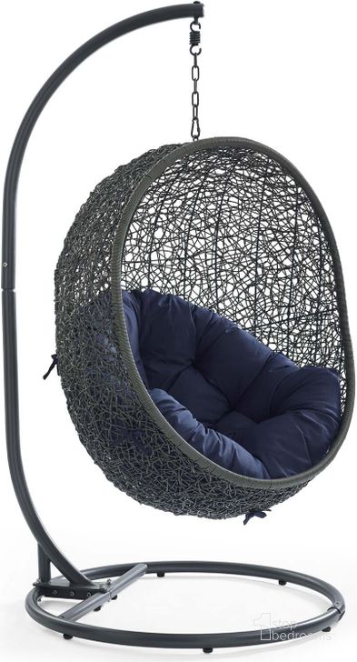 The appearance of Hide Gray Navy Outdoor Patio Swing Chair With Stand designed by Modway in the modern / contemporary interior design. This gray navy piece of furniture  was selected by 1StopBedrooms from Hide Collection to add a touch of cosiness and style into your home. Sku: EEI-2273-GRY-NAV. Product Type: Outdoor Chair. Material: Stainless Steel. Image1