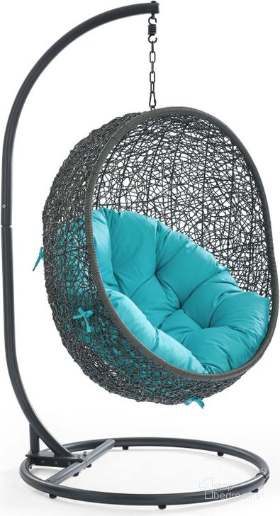 The appearance of Hide Gray Turquoise Outdoor Patio Swing Chair With Stand designed by Modway in the modern / contemporary interior design. This gray turquoise piece of furniture  was selected by 1StopBedrooms from Hide Collection to add a touch of cosiness and style into your home. Sku: EEI-2273-GRY-TRQ. Product Type: Outdoor Chair. Material: Stainless Steel. Image1