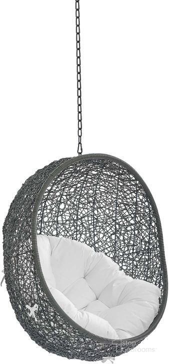 The appearance of Hide Sunbrella Fabric Swing Outdoor Patio Lounge Chair Without Stand EEI-3634-GRY-WHI designed by Modway in the modern / contemporary interior design. This gray and white piece of furniture  was selected by 1StopBedrooms from Hide Collection to add a touch of cosiness and style into your home. Sku: EEI-3634-GRY-WHI. Material: Polyester. Product Type: Outdoor Lounge Chair. Image1