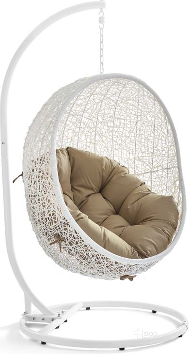The appearance of Hide White Mocha Outdoor Patio Swing Chair With Stand designed by Modway in the modern / contemporary interior design. This white mocha piece of furniture  was selected by 1StopBedrooms from Hide Collection to add a touch of cosiness and style into your home. Sku: EEI-2273-WHI-MOC. Product Type: Outdoor Chair. Material: Stainless Steel. Image1